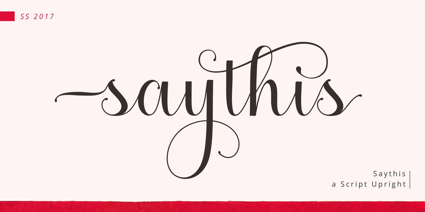 Beispiel einer Saythis Script Upright-Schriftart